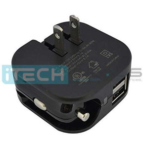 Baytek 2 in 1 Car & Home Charger w 2 USB Charging Ports (AC & DC) in Black
