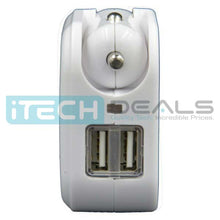 Baytek 2 in 1 Car & Home Charger w 2 USB Charging Ports (AC & DC) in White