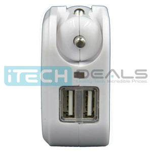 Baytek 2 in 1 Car & Home Charger w 2 USB Charging Ports (AC & DC) in White