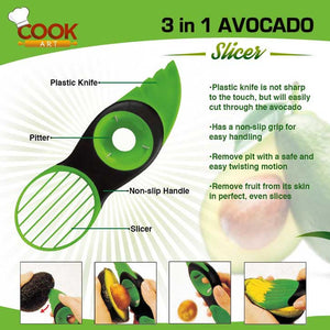 Avocado Slicer Kitchen Tool in Black and Green