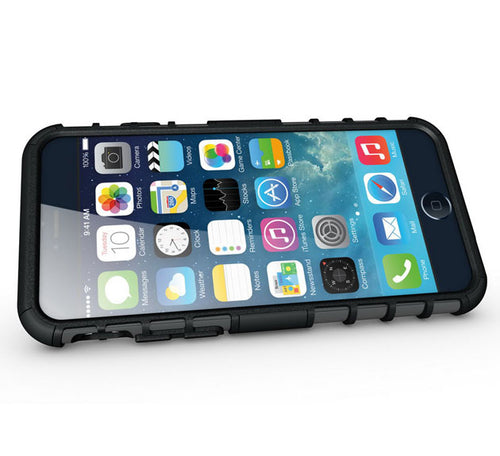 Combo iPhone 6 Grain Case With Stand in Black/Black