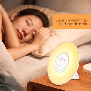 Sunrise Alarm Clock & Dusk Fading Nightlight w/ Nature Sounds, FM Radio, Touch Control and USB Charger
