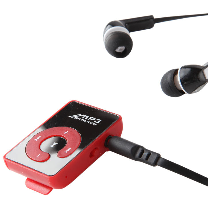 MP3 Player w/SD Card Expansion Slot & Mirror Front in Red