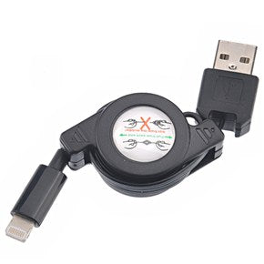 2 PACK: Retractable 8pin to USB Data/Charging Cable for iPhone Black