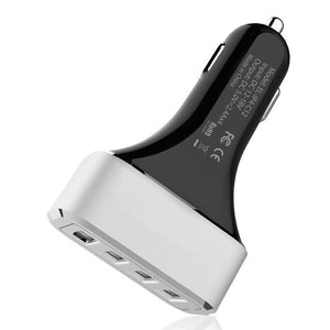 48W 9.6A 4-Port USB Port Car Charger with SmartID Technology in Black