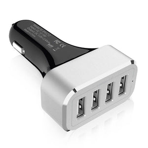 48W 9.6A 4-Port USB Port Car Charger with SmartID Technology in Black