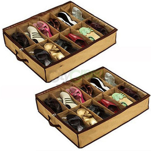 Shoe Organizer 12 Pairs Shoe Storage Holder For Under Bed or Closet