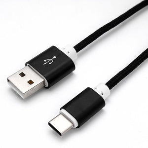 2 Pack: USB Type C Nylon Braided - Data Sync & Charging Cables 3 Feet in Black