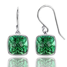 5.00 CTTW Cushion Shaped Emerald Drop Earrings in Solid Sterling Silver