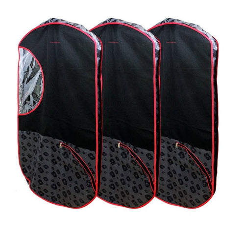 3 Pack: Samsonite Garment Bag w/ Bonus Shoe Cleaning Mitt in Black/Red