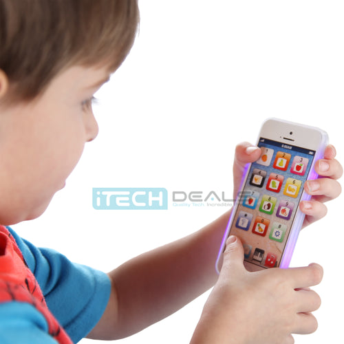 Toy iPhone w/8 Puzzles, LED Lights & Rechargeable Battery