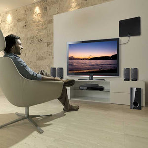 iTD Gear Ultra Thin Amplified Indoor TV Antenna for FREE Digital HDTV in Black