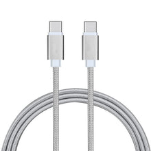 2 Pack: USB Type C Nylon Braided - Data Sync & Charging Cables 6 Foot in Silver