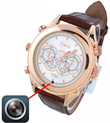 8 GB Waterproof Watch with HD Camera & Video Recorder in Brown