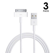 3 PACK: 30 Pin to USB 3 Foot Cable for iPod/iPhone/iPad in White