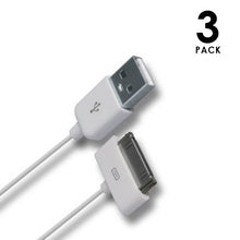 3 PACK: 30 Pin to USB 3 Foot Cable for iPod/iPhone/iPad in White