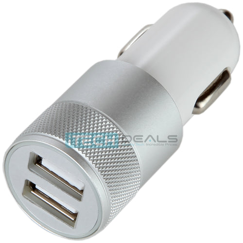 2.1 Dual USB Car Charger in White