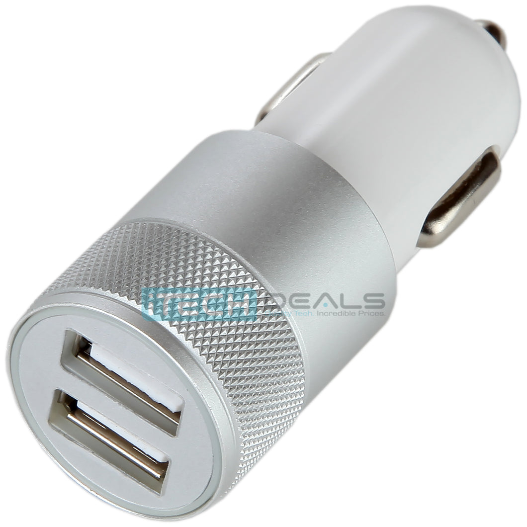 2.1 Dual USB Car Charger in White